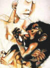 DUMILE "Woman and chimpanzee", undated - watercolour and crayon - 61x46 cm (Priv. Coll., Cape Town)