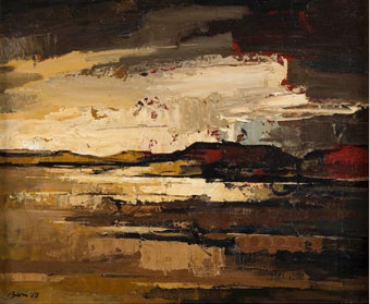 Wim BLOM "Evening landscape", 1955 - oil/board - 49x59 cm (Strauss & Co., Johannesburg - 11th June, 2012, Lot 185)