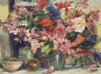 Eric BYRD "Floral still life", 1975 - mixed media - 47x64 cm - Lot470 (img. Bernardi Auctioneers)