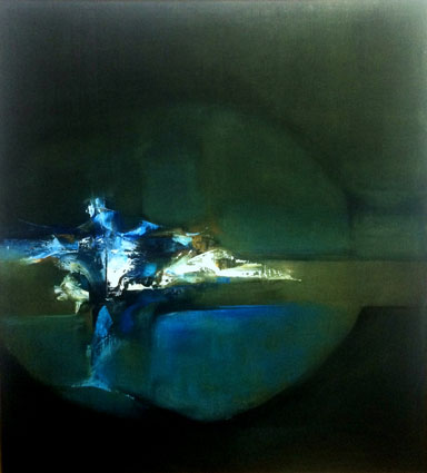 Joan CUNDALL ALLEN "Blue Underwater Forms" - oil/canvas - 93x103 cm WAM Johannesburg ex Schlesinger SA Art Coll. Donation  S/73/7