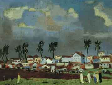 Nerine DESMOND "Monsoon, Zanzibar” oil on canvas board - meas. n/a (SANLAM Collection)