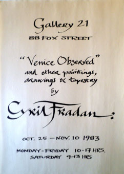 Cyril Fradan exhibition poster Gallery 21 Johannesburg October-November 1983