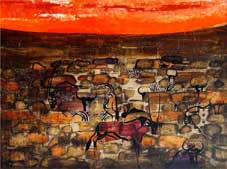 Gordon Vorster „Red Sunset“ abt. 1968 – oil/board – 90x120 cm