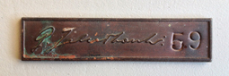 George Jaholkowski - specimen signature applied to the base of his sheet copper sculptures