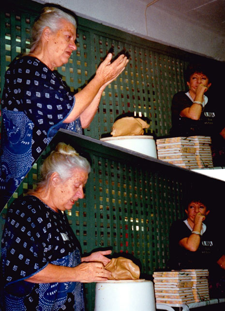 Helen de Leeuw on a work shop run by Ilana Slomowitz (at right) in about 1987