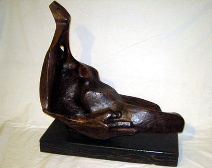 JJ den Houting Mother & Child  wood  - 62x67 cm  Lot 441