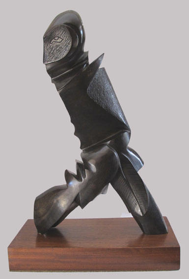 JJ den Houting "Running bird man", 1982 - Hardekool - 65x14x41 cm - ex PELMAMA - img  The Haenggi Foundation Inc., 1989