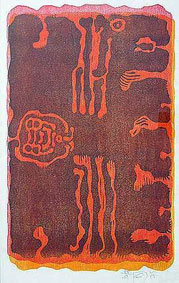 Wopko Jensma "Face & forms", 1975 - colour woodcut - ed. 75 - 64x41.5cm