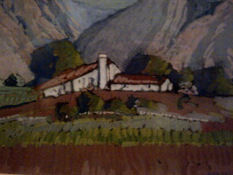 "Farmhouse", June 1934 - pastel 25x35 cm dated June 1934 - signed: J McLaren