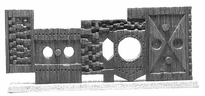 Ronald MYLCHREEST "Africa Façade II.", pre-1974 - pine wood 47.5x119x7 cm - backview (Coll. Pretoria Art Museum)