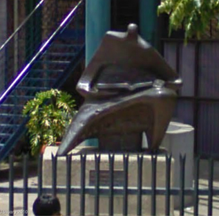 Polokwane Art Collection - "The Reader" bronze by Danie de Jager in front of entrance (img © Googe StreetView closeup)