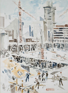 John Stapley "The start of Superblock", 1980 watercolour 76x56 cm (img  The Standard Bank Corporate Art Collection)