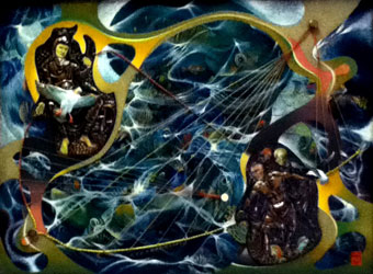 Alex Wagner "The sea of balance", 1953/54 m/media under glass 43x59cm (priv. coll. SA)