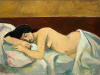 Maurice van Essche "Sleeping nude", 1968 - oil on board - 53x72 cm - first exhibited at Gallery 101, Johannesburg