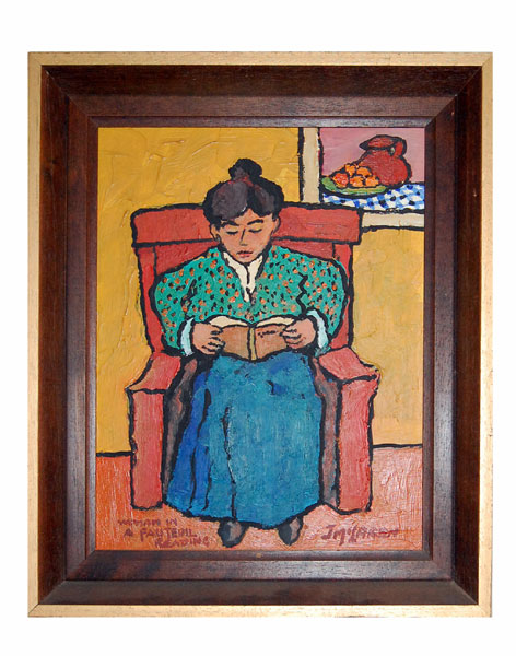 John McLaren "Woman in a fauteuil reading" - signed: J McLaren