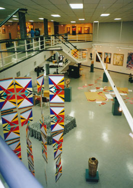 Interior view of Polokwane Art Museum in 2002 - Hannatjie van der Wat "Mobile" at front left (img.  H. van der Wat)