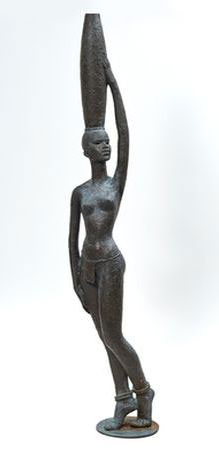 Hennie Potgieter "Mabalel", 1973 - bronze with verdigris patina - 165cm H