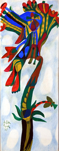 Albert Chr. Reck "Flower", 1968 - crayon and tempera on board - 79x31 cm (PELMAMA donation to Pretoria Art Museum)
