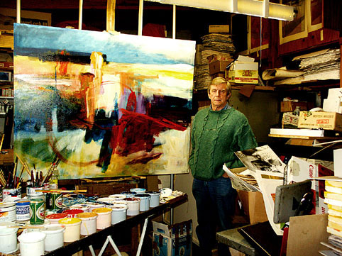 Fred Schimmel in his Melville studio  8th May, 2002 (image source n/a)
