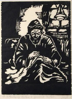 Shulamith WITTENBERG - MILLER A Yemeni tailor linocut (download from Leslie Hindman auctioneers Sale 59 Lot 1114)